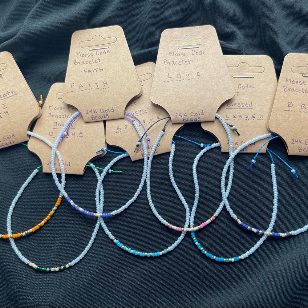 Morse code seed bead bracelet